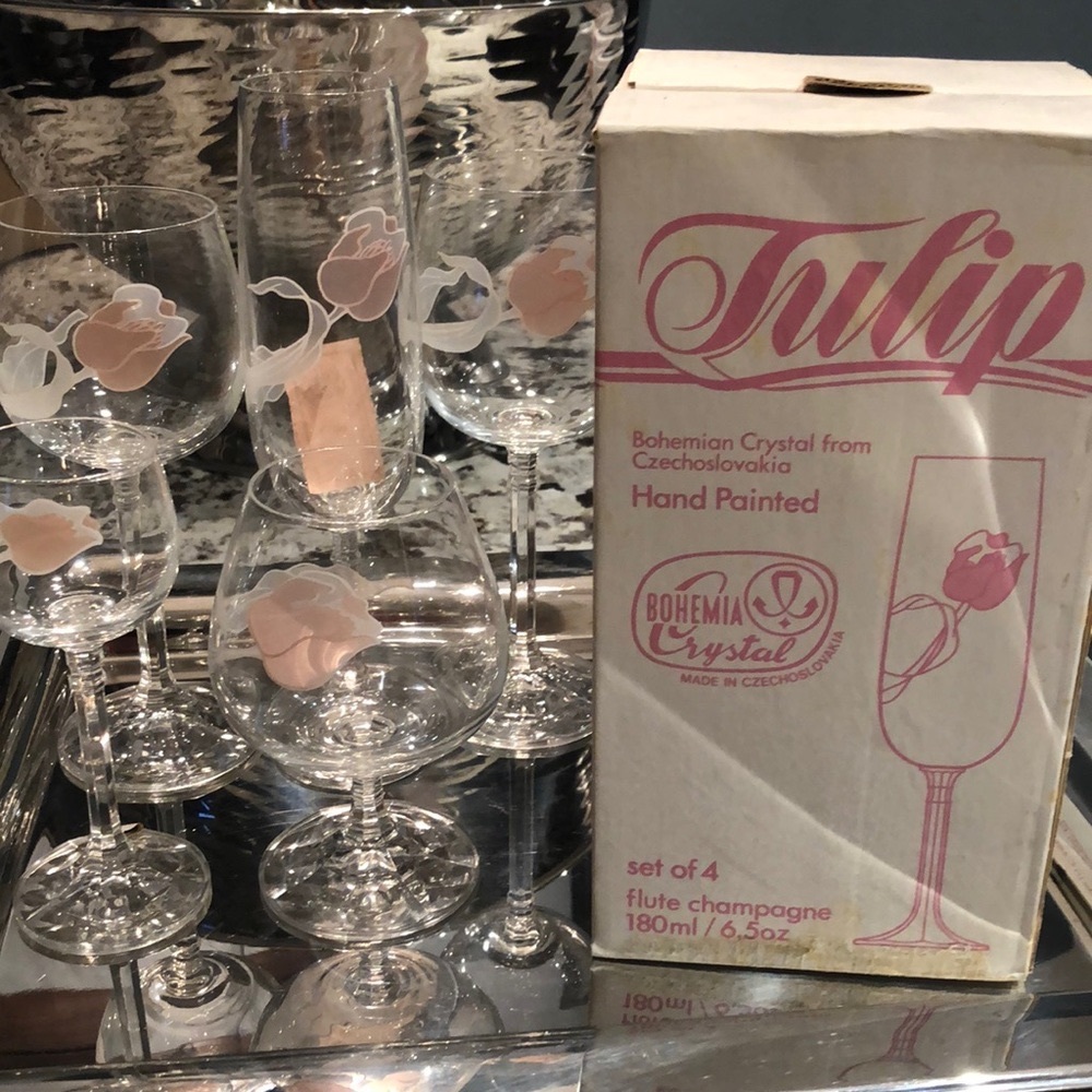 60 Pieces -Hand Painted Bohemian Crystal Glasses. Brand New!